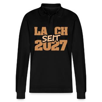 2027 - Stanley/Stella Organic Unisex Long-Sleeved Polo Shirt Prepster - black - Front - Anna (173cm) & Nico (186cm)