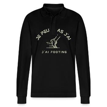 I can't I have jogging - Stanley/Stella Organic Unisex Long-Sleeved Polo Shirt Prepster - black - Front - Anna (173cm) & Nico (186cm)