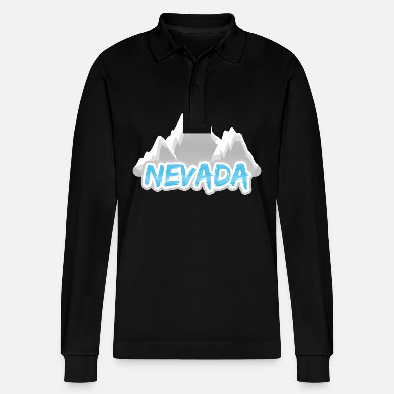 Nevada als Berg - Stanley/Stella Unisex Bio-Langarm-Poloshirt Prepster - Schwarz