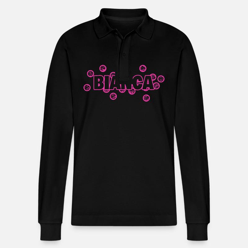 Bianca als Bianca - Stanley/Stella Unisex Bio-Langarm-Poloshirt Prepster - Schwarz
