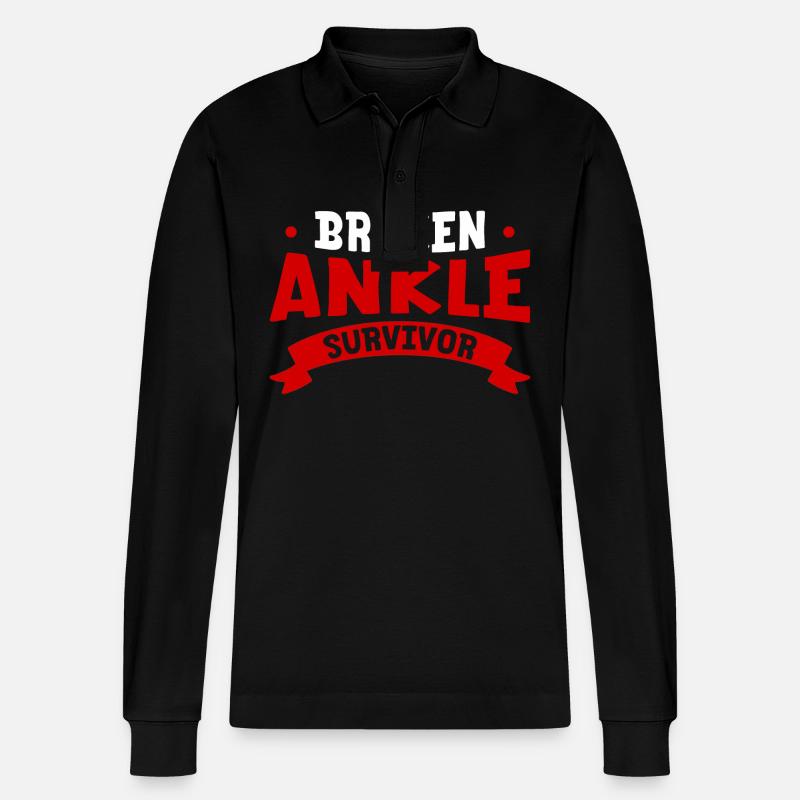 Broken Ankle Survivor 2 - Stanley/Stella Unisex Bio-Langarm-Poloshirt Prepster - Schwarz