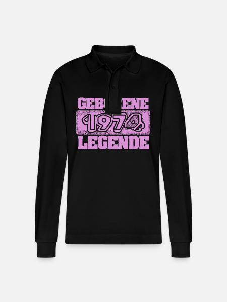 Birthday Gift 1974 - Stanley/Stella Organic Unisex Long-Sleeved Polo Shirt Prepster - black