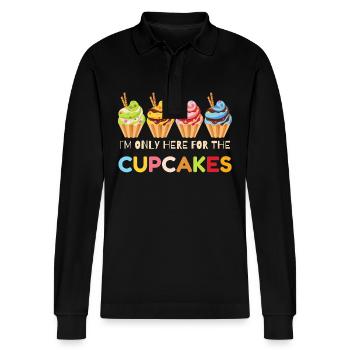 Cupcakes drôles, Cupcake célébrations, cadeau Cupcake - Polo à manches longues bio PREPSTER Stanley/Stella Unisexe - noir - Devant - Anna (173cm) & Nico (186cm)