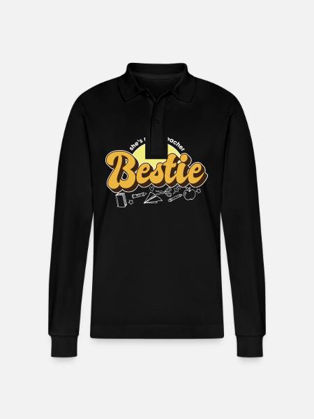 Hun er min medlærer Bestie Work Buddy Bestvenn - Stanley/Stella Prepster økologisk unisex-poloskjorte med lange ermer - svart