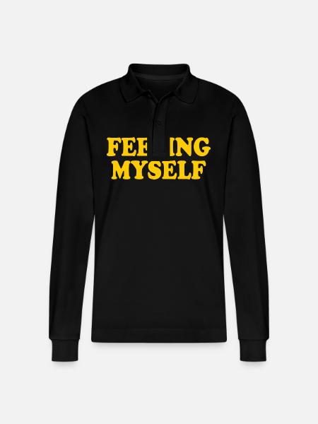 feeling myself - Stanley/Stella Unisex Bio-Langarm-Poloshirt Prepster - Schwarz