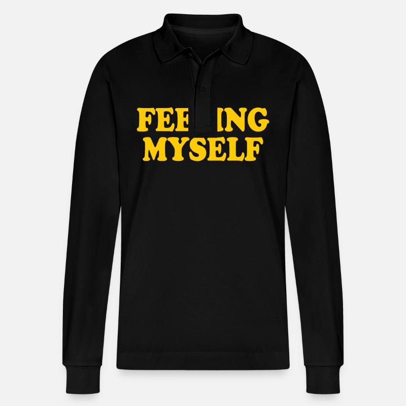 feeling myself - Stanley/Stella Unisex Bio-Langarm-Poloshirt Prepster - Schwarz