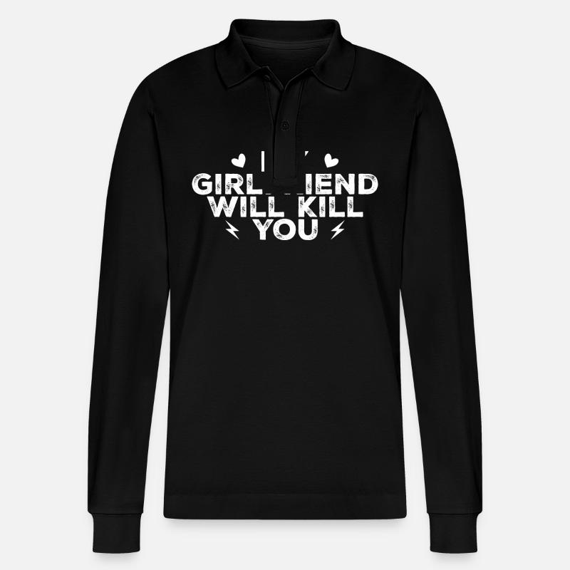 My girlfriend will kill you - Polo à manches longues bio PREPSTER Stanley/Stella Unisexe - noir