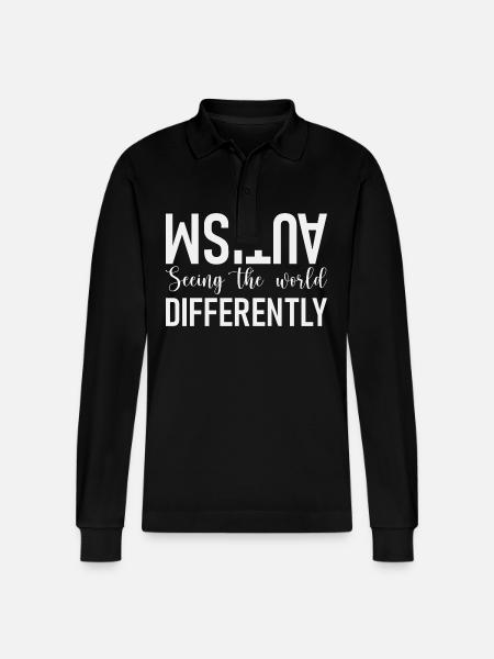 Autism Autistic - Stanley/Stella Organic Unisex Long-Sleeved Polo Shirt Prepster - black