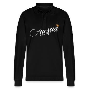 Alessia Name für Frauen Kinder Kleinkinder - Alessia - Stanley/Stella Unisex Bio-Langarm-Poloshirt Prepster - Schwarz - Vorne - Anna (173cm) & Nico (186cm)