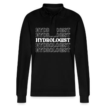 Hydrologue Spécialiste de l’eau Expert en eau Eau - Polo à manches longues bio PREPSTER Stanley/Stella Unisexe - noir - Devant - Anna (173cm) & Nico (186cm)