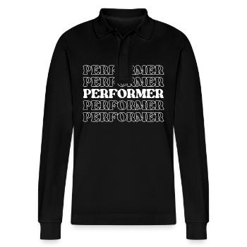 Performer Artist Entertainer Showman Actor - Stanley/Stella Organic Unisex Long-Sleeved Polo Shirt Prepster - black - Front - Anna (173cm) & Nico (186cm)