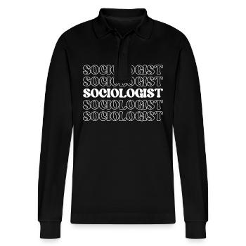 Sociologist Social Scientist Behavior Expert - Stanley/Stella Organic Unisex Long-Sleeved Polo Shirt Prepster - black - Front - Anna (173cm) & Nico (186cm)