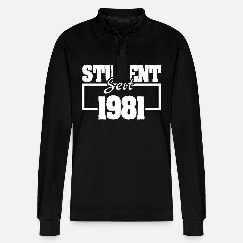 Student 1981 - Stanley/Stella Unisex Bio-Langarm-Poloshirt Prepster - Schwarz