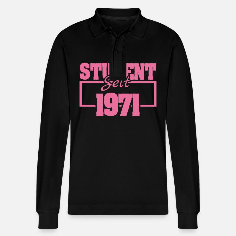 1971 1971 - Stanley/Stella Unisex Bio-Langarm-Poloshirt Prepster - Schwarz