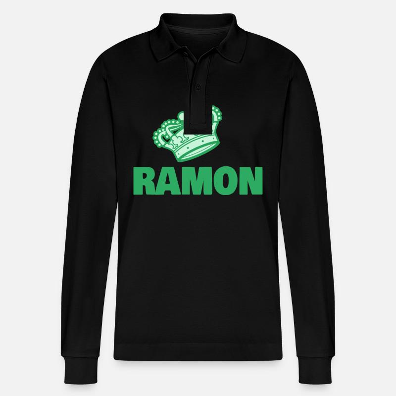 Ramon as a given name - Stanley/Stella Organic Unisex Long-Sleeved Polo Shirt Prepster - black