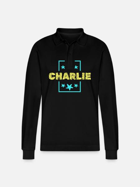 Charlie as Charlie - Stanley/Stella Organic Unisex Long-Sleeved Polo Shirt Prepster - black