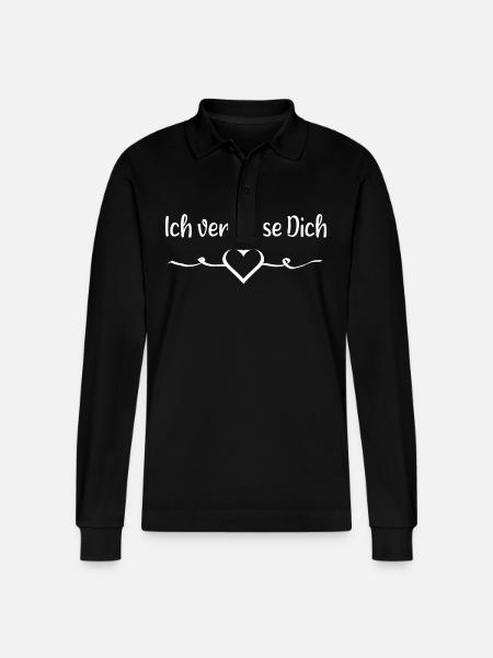 Ich vermisse Dich - Stanley/Stella Unisex Bio-Langarm-Poloshirt Prepster - Schwarz