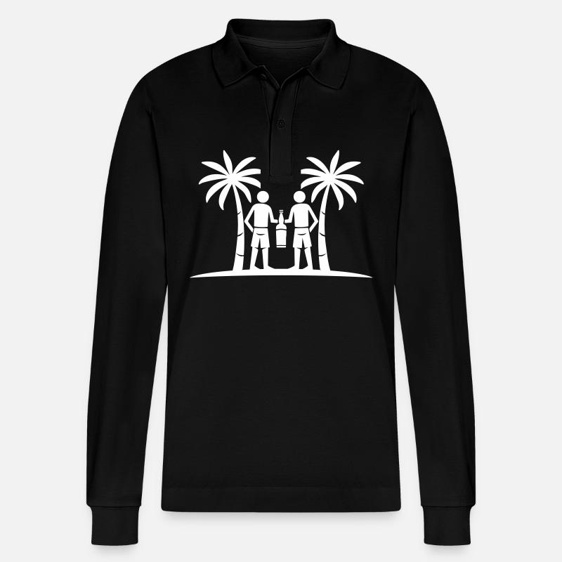 Insel Party Crew - Stanley/Stella Unisex Bio-Langarm-Poloshirt Prepster - Schwarz