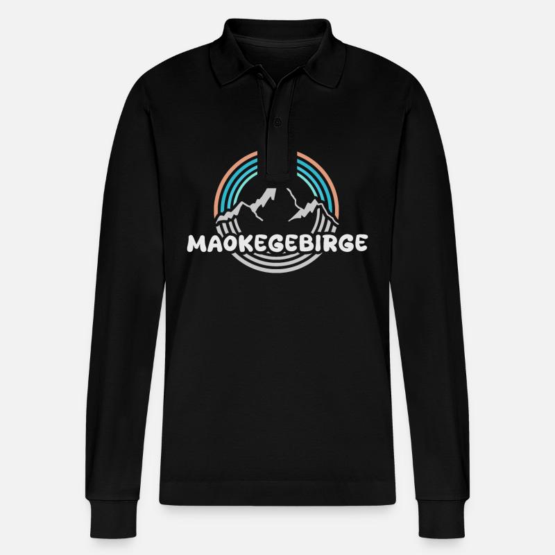 Berg Maokegebirge - Stanley/Stella Unisex Bio-Langarm-Poloshirt Prepster - Schwarz