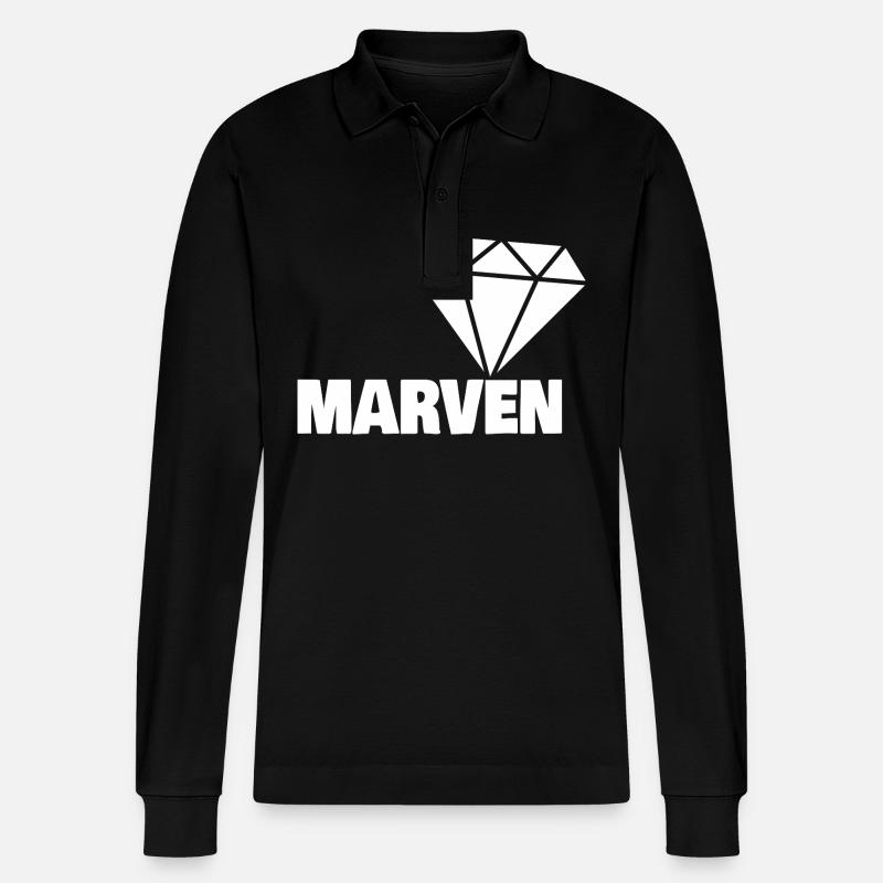 Marven als Edel - Stanley/Stella Unisex Bio-Langarm-Poloshirt Prepster - Schwarz