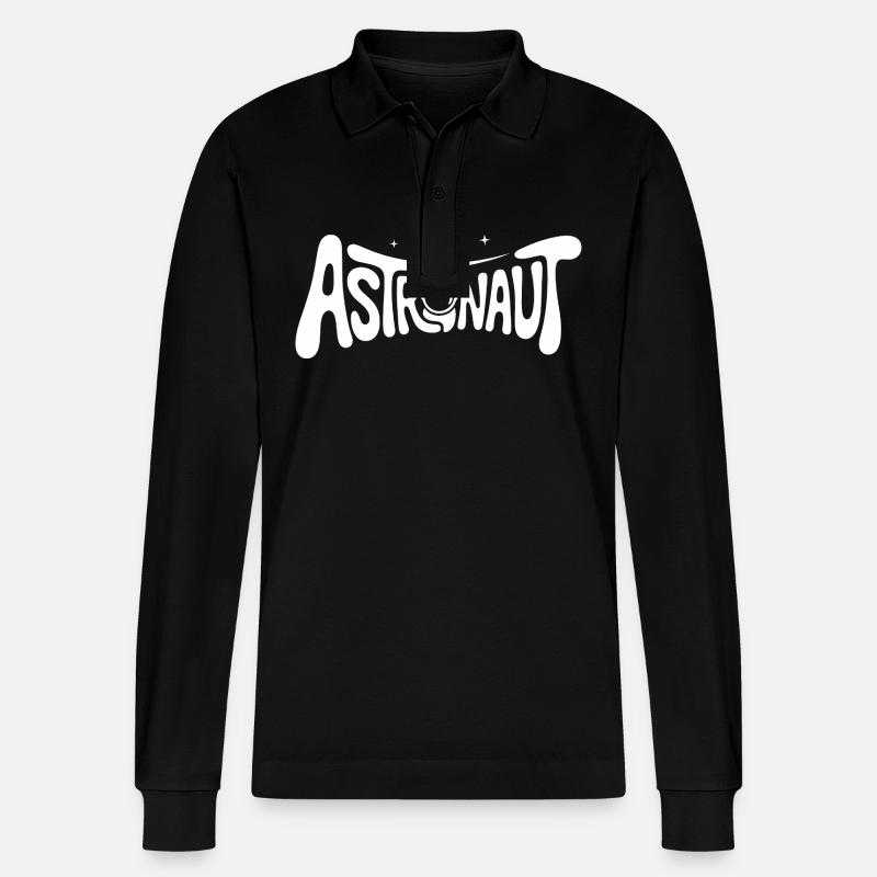 Astronaut - Cooles Astonomy-Logo - Stanley/Stella Unisex Bio-Langarm-Poloshirt Prepster - Schwarz