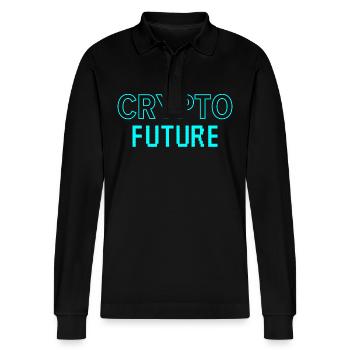 Crypto Zukunft - Stanley/Stella Unisex Bio-Langarm-Poloshirt Prepster - Schwarz - Vorne - Anna (173cm) & Nico (186cm)