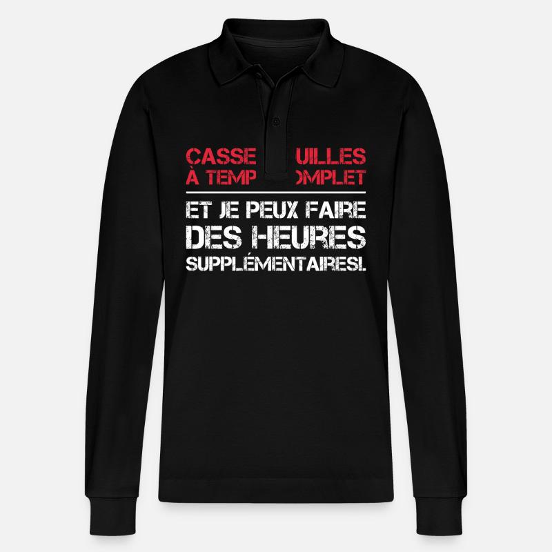 Casse-couilles à temps complet - Polo à manches longues bio PREPSTER Stanley/Stella Unisexe - noir