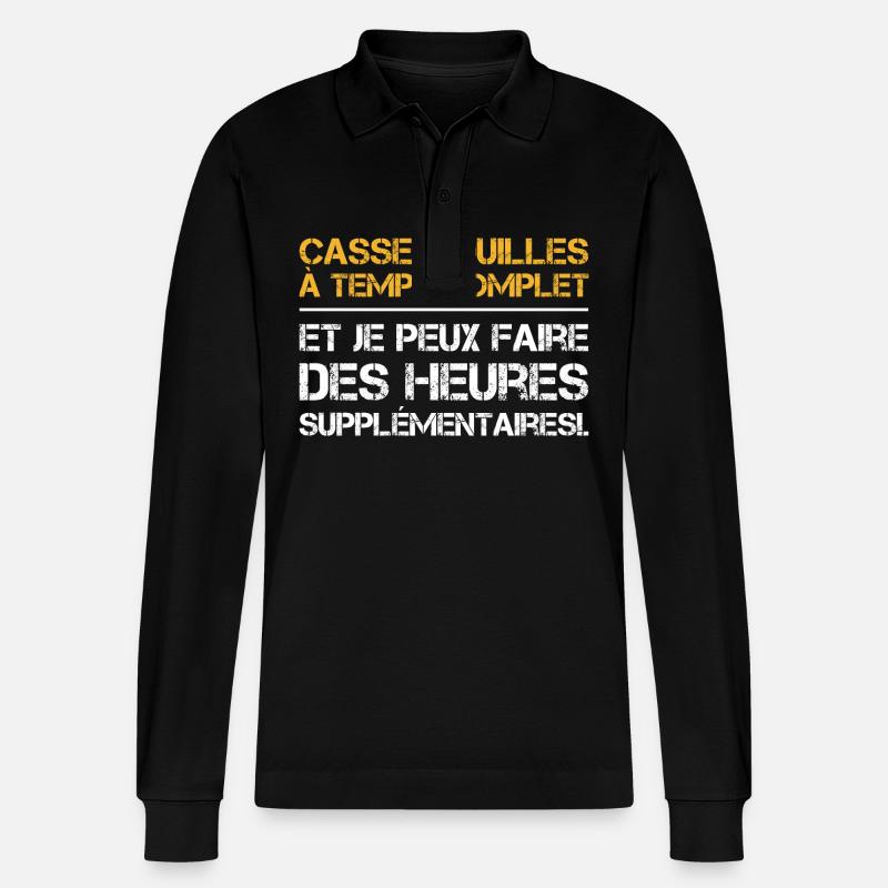 Casse-couilles à temps complet - Polo à manches longues bio PREPSTER Stanley/Stella Unisexe - noir