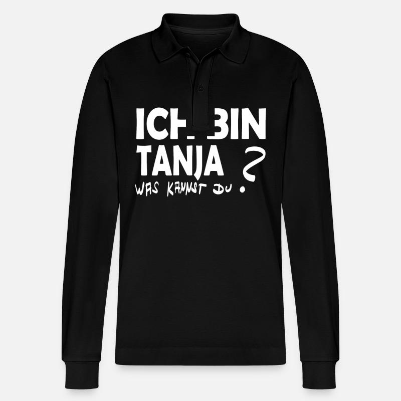Vorname Tanja - Stanley/Stella Unisex Bio-Langarm-Poloshirt Prepster - Schwarz