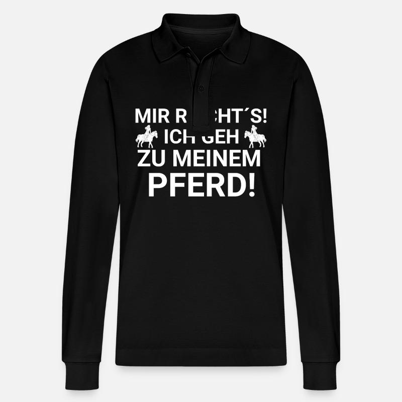 Mir reicht's Pferd - Stanley/Stella Unisex Bio-Langarm-Poloshirt Prepster - Schwarz