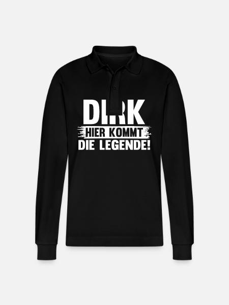 First name Dirk - Stanley/Stella Organic Unisex Long-Sleeved Polo Shirt Prepster - black