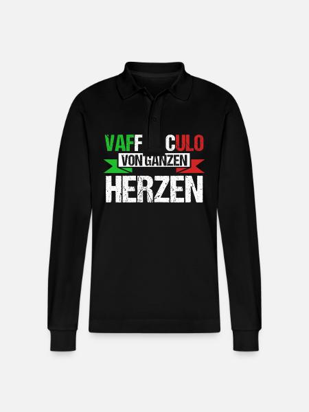 Italy Italian Vaffanculo - Stanley/Stella Organic Unisex Long-Sleeved Polo Shirt Prepster - black