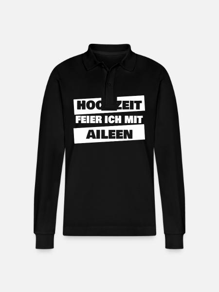 Gift for Aileen - Stanley/Stella Organic Unisex Long-Sleeved Polo Shirt Prepster - black