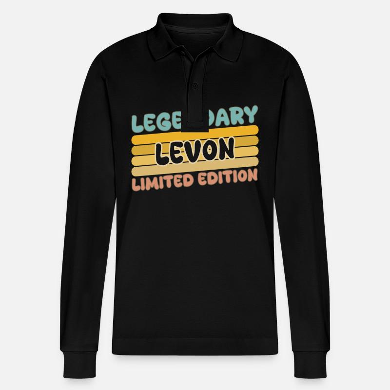Levon als Name - Stanley/Stella Unisex Bio-Langarm-Poloshirt Prepster - Schwarz
