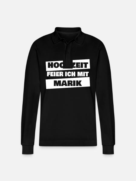 Gift for Marik - Stanley/Stella Organic Unisex Long-Sleeved Polo Shirt Prepster - black