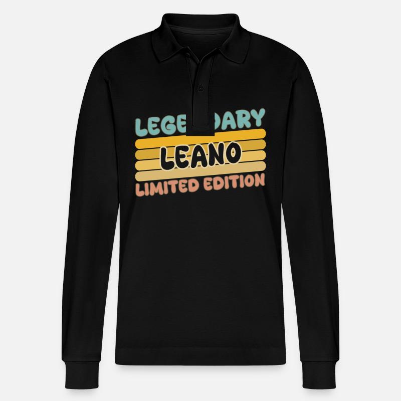 Leano als Name - Stanley/Stella Unisex Bio-Langarm-Poloshirt Prepster - Schwarz