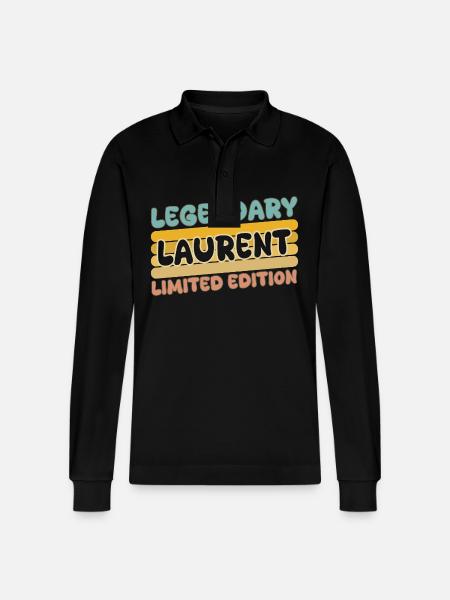 Name Laurent - Stanley/Stella Organic Unisex Long-Sleeved Polo Shirt Prepster - black