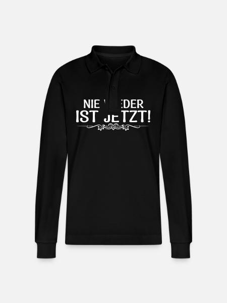 Never again is now - Stanley/Stella Organic Unisex Long-Sleeved Polo Shirt Prepster - black