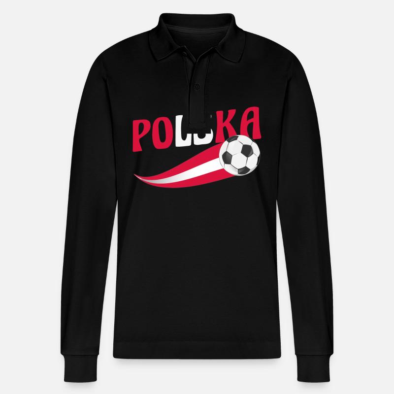 Pole Polen - Stanley/Stella Unisex Bio-Langarm-Poloshirt Prepster - Schwarz