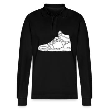 Sneaker - Stanley/Stella Organic Unisex Long-Sleeved Polo Shirt Prepster - black - Front - Anna (173cm) & Nico (186cm)