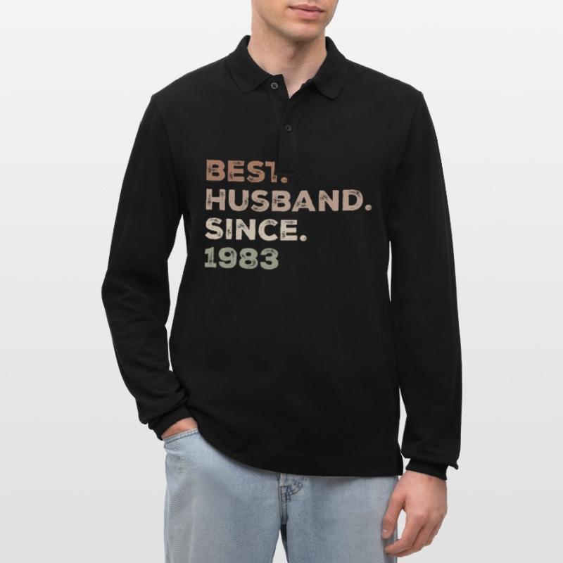 Bester Ehemann seit 1983 Jubiläumsgeschenk Stanley/Stella Unisex Bio-Langarm-Poloshirt Prepster