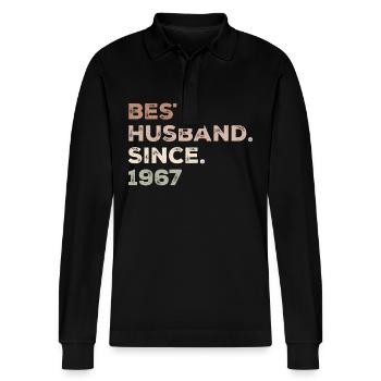 Bester Ehemann seit 1967 Jubiläumsgeschenk - Stanley/Stella Unisex Bio-Langarm-Poloshirt Prepster - Schwarz - Vorne - Anna (173cm) & Nico (186cm)