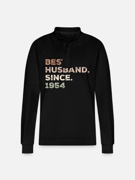 Bester Ehemann seit 1954 Jubiläumsgeschenk - Stanley/Stella Unisex Bio-Langarm-Poloshirt Prepster - Schwarz