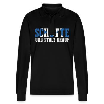 Schotten Schottisch Schottland - Stanley/Stella Unisex Bio-Langarm-Poloshirt Prepster - Schwarz - Vorne - Anna (173cm) & Nico (186cm)