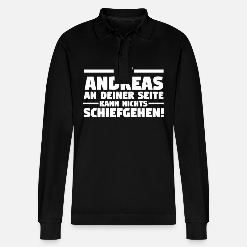 Vorname Andreas - Stanley/Stella Unisex Bio-Langarm-Poloshirt Prepster - Schwarz