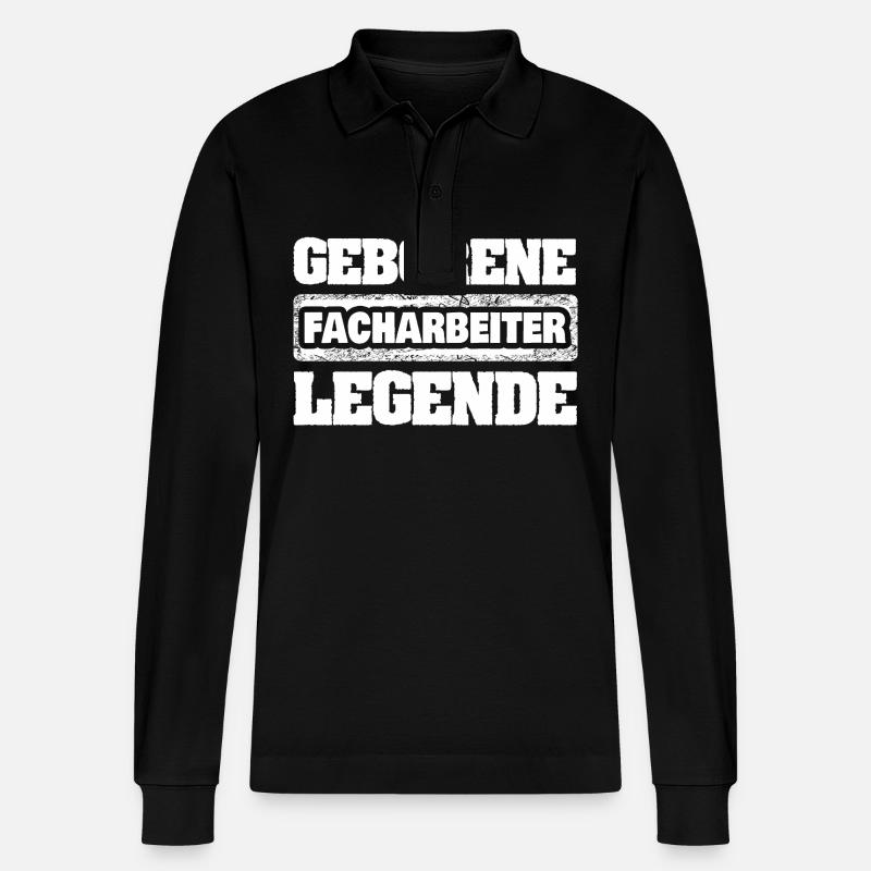 Facharbeiter - Stanley/Stella Unisex Bio-Langarm-Poloshirt Prepster - Schwarz