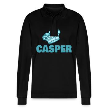 Casper comme prénom - Polo à manches longues bio PREPSTER Stanley/Stella Unisexe - noir - Devant - Anna (173cm) & Nico (186cm)