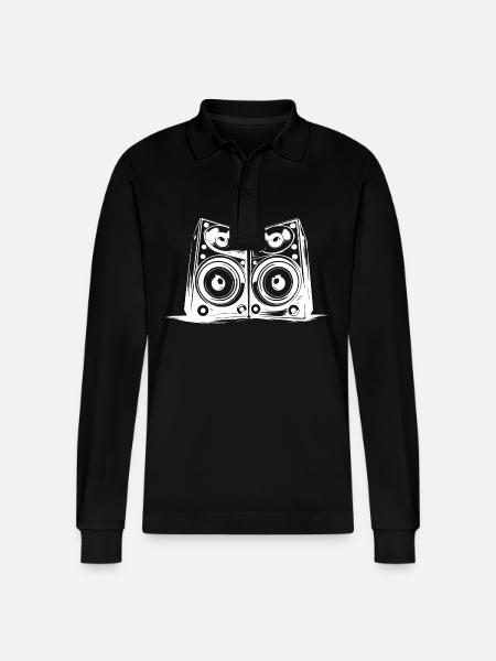 Music Party Speakers Bass - Stanley/Stella Organic Unisex Long-Sleeved Polo Shirt Prepster - black