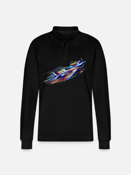 Kunstflugzeug - Stanley/Stella Unisex Bio-Langarm-Poloshirt Prepster - Schwarz