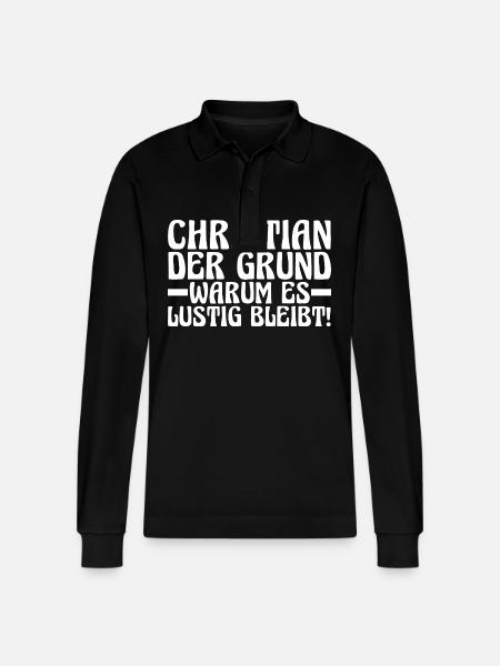 First name Chris Christian - Stanley/Stella Organic Unisex Long-Sleeved Polo Shirt Prepster - black